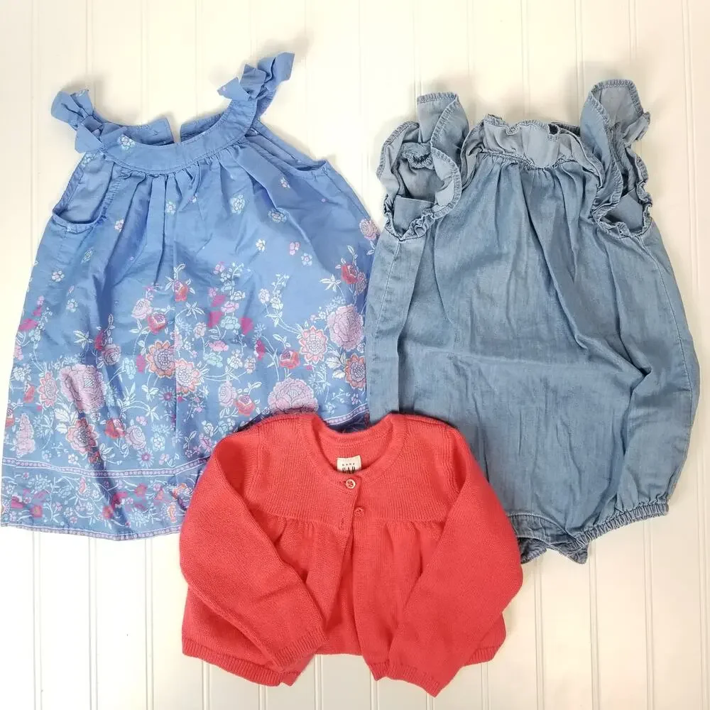 Baby Gap 6-12M Girl Bundle Dress Romper Cardigan‎